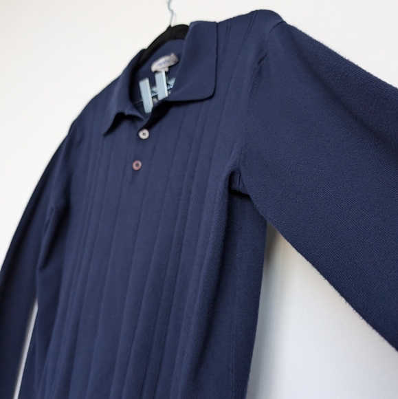 Oleg Cassini Silk Blend Navy Pullover Sweater  Collar Sz M - Picture 5 of 15